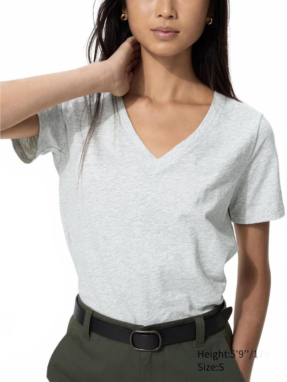 Uniqlo Slub Cotton V-Neck T-Shirt NWT Gray XXL